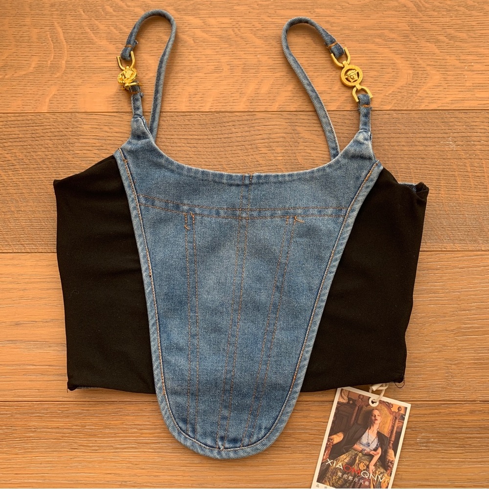 Denim corset top